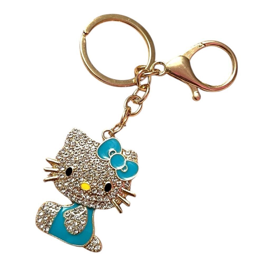 Hello Kitty Blue Dress Crystal Keychain Bag Charm